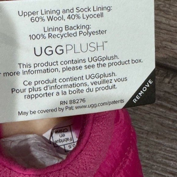 Ugg Tasman LTA "Rock Rose" Girls Lined Quilted Baby Shoes SZ 0/1 NWOB New - Picture 11 of 12